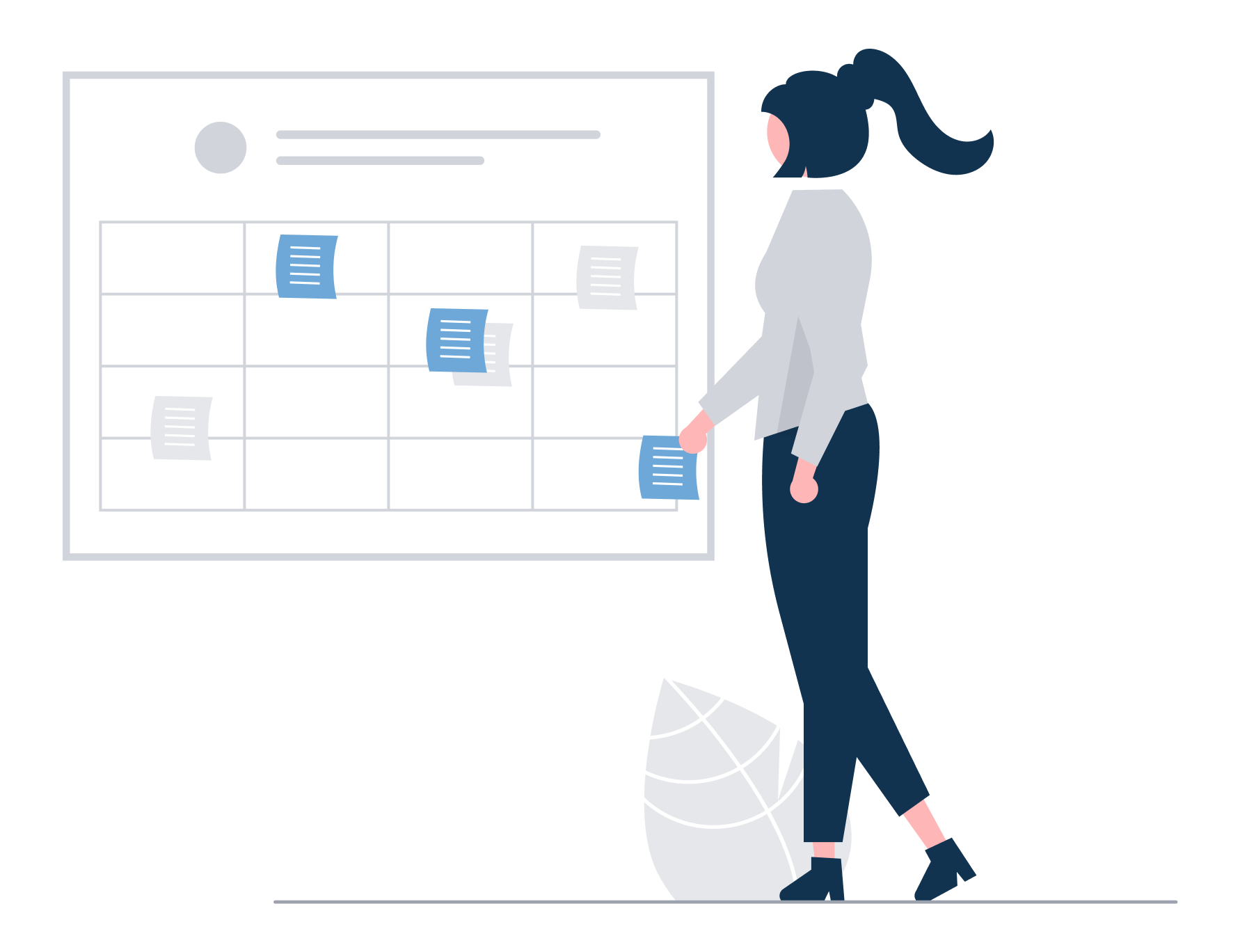Illustration of a figure looking at a calendar