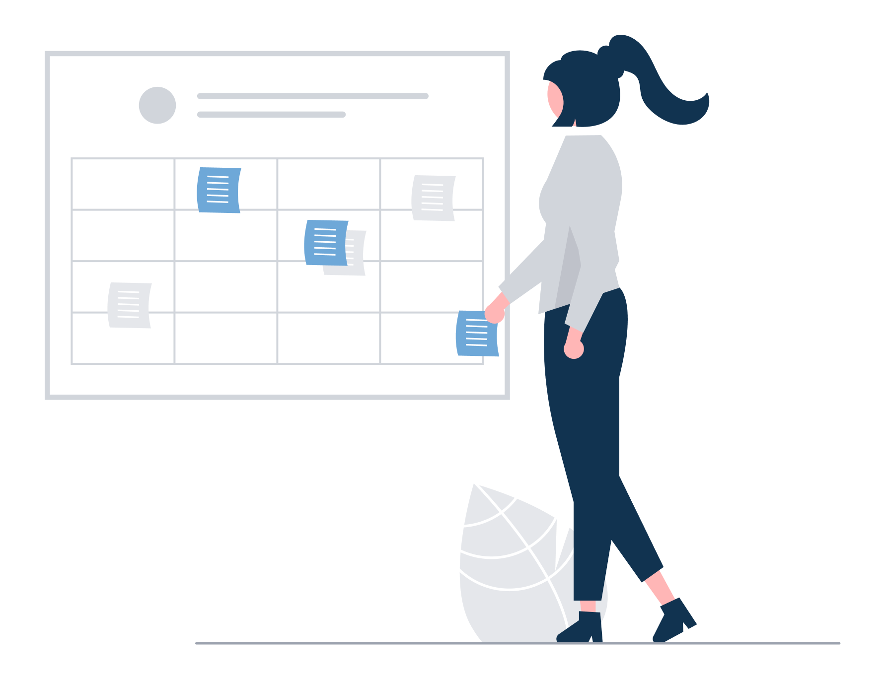 Illustration of a figure looking at a calendar