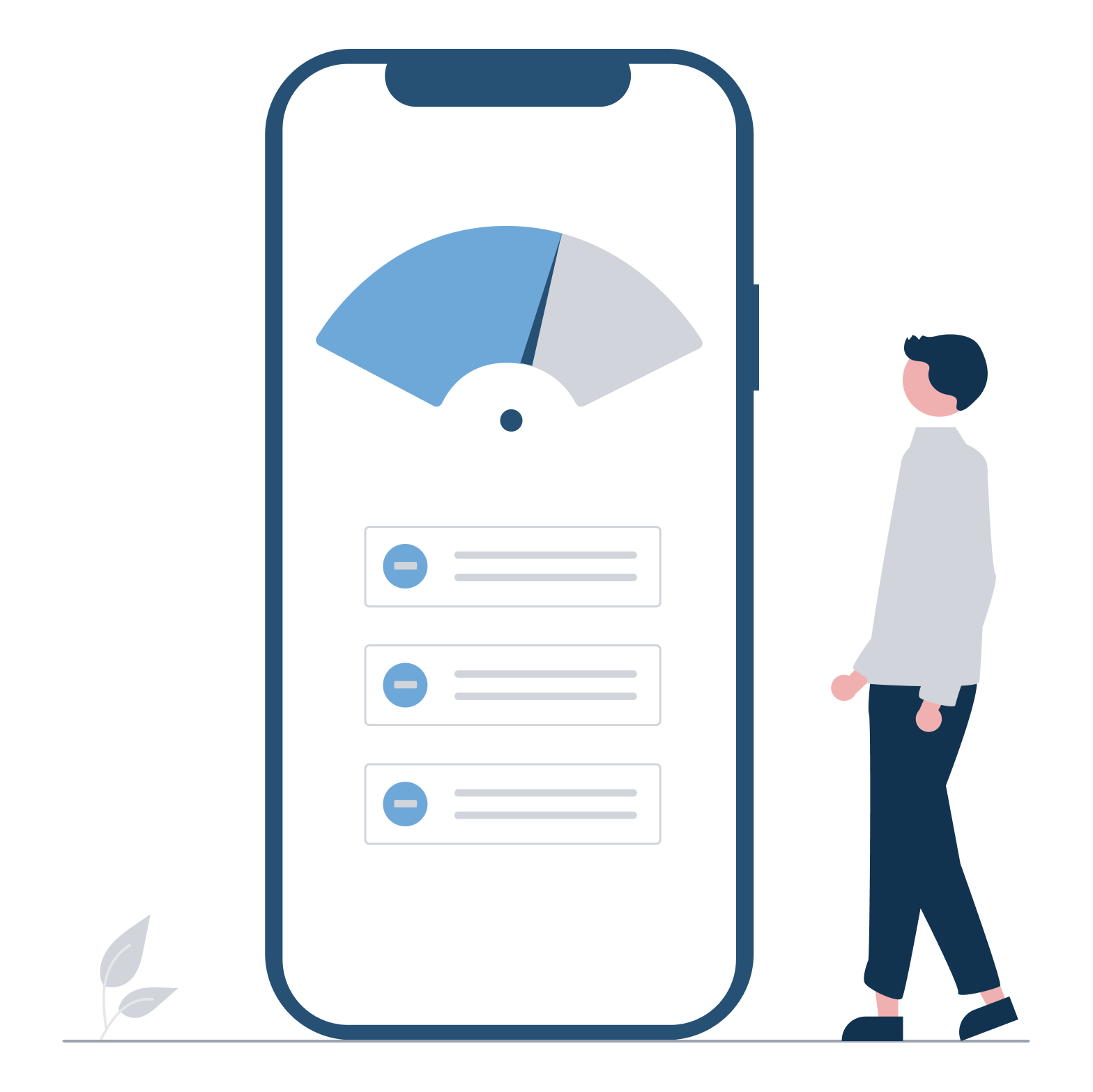 Illustration of a figure watching a speed gauge